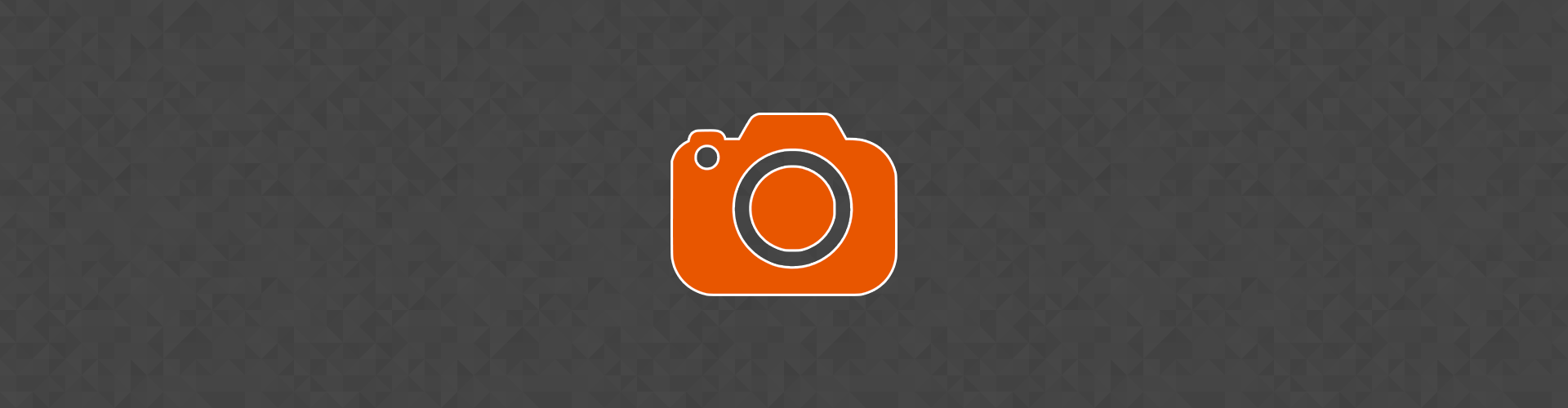 header image with a camera icon for the photography page